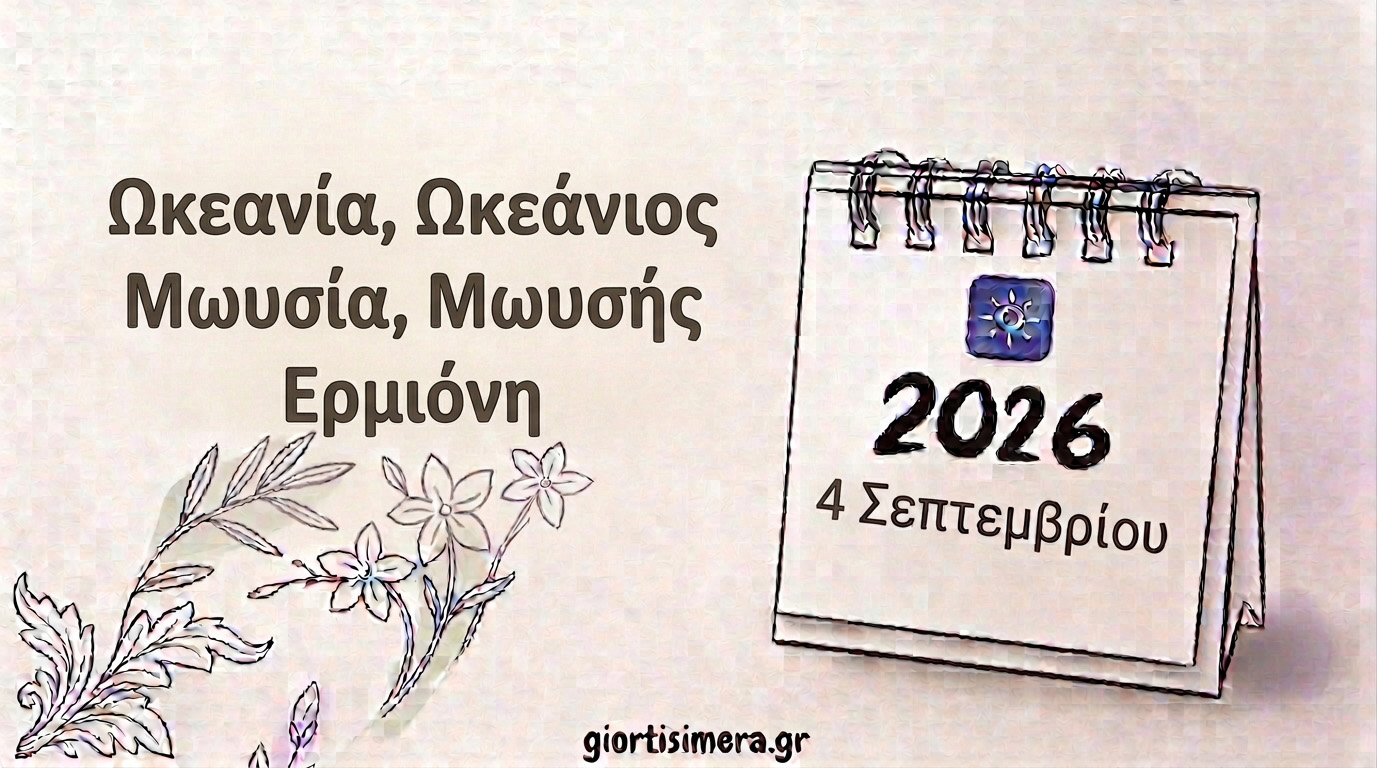 Εορτολόγιο 4 Σεπτεμβρίου 2026: Ποιοι γιορτάζουν – Ερμιόνη, Μωυσής και Ωκεανός